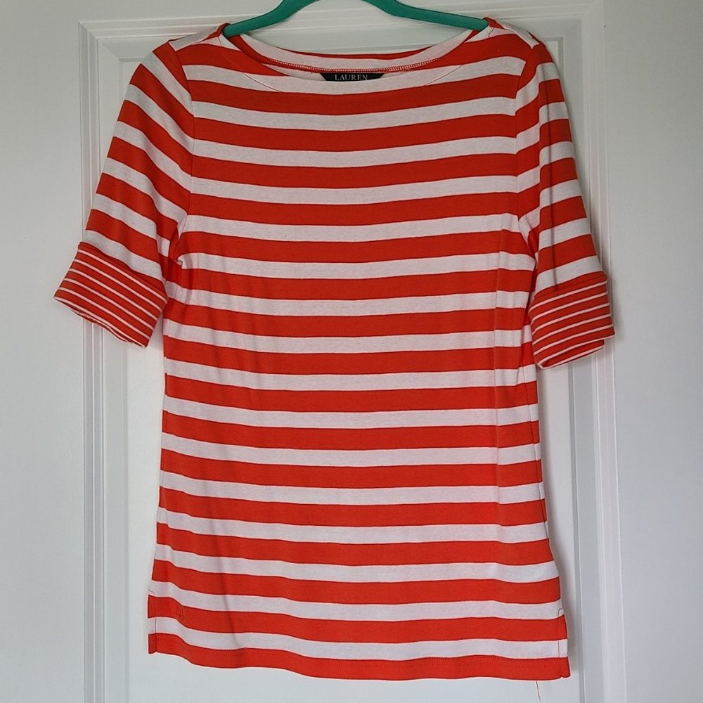 Ladies Lauren Ralph Lauren Short Sleeve Boat Neck Top